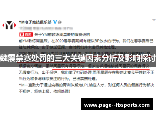 魏震禁赛处罚的三大关键因素分析及影响探讨